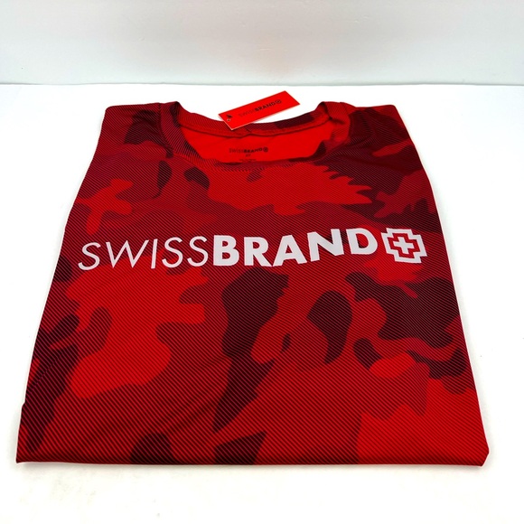 SWISS BRAND JERSEY STYLE T-SHIRT, RED & BLACK, 100% POLYESTER, MEN’S, XXL - Picture 10 of 10